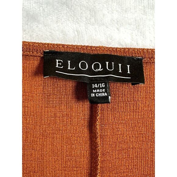Eloquii Top Blouse Size 14 16 Round Neck Short Sleeve Shimmer Stretch Orange - Picture 3 of 8